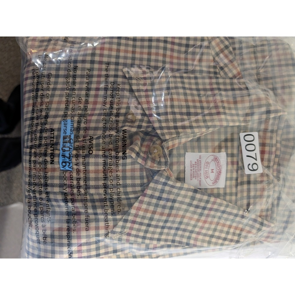 Brooks‎ Brothers Button Down Mens M Multicolor Tattersall Check Wool Flannel - Picture 8 of 8